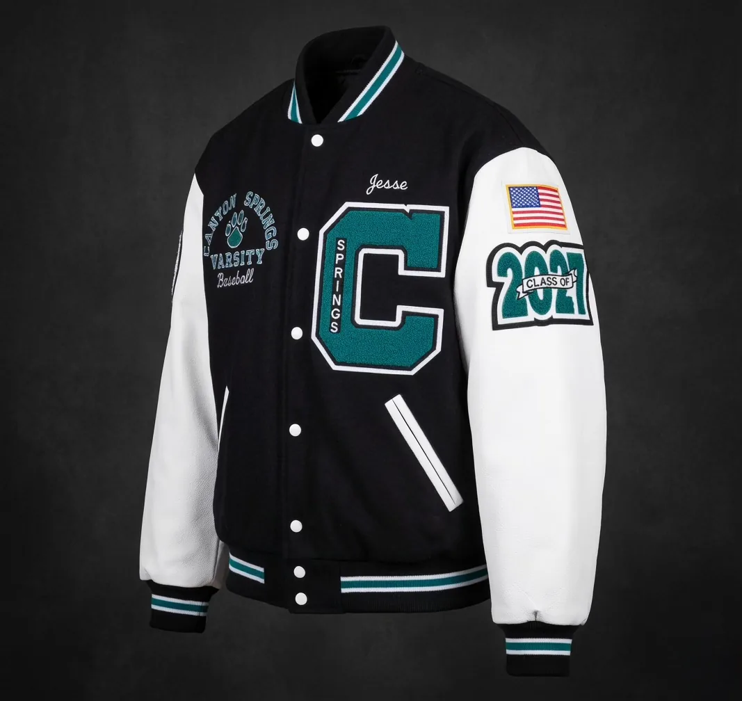 Custom letterman jacket made for a Southern California school